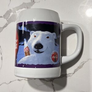 Coca Cola 1995 Vintage Polar Bears Lager Mug Large 23 Oz. Porcelain Thailand 90s